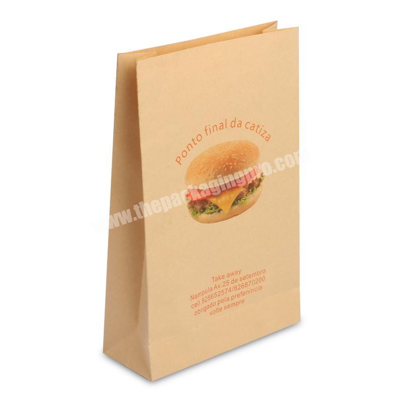 Wholesale no handle Custom Logo Printing Food Take Away Brown craft Paper Bag