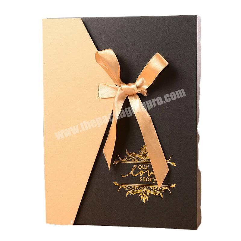 Wholesale OEM factory book style rigid box gift box with ribbon luxury packing box for jewelry