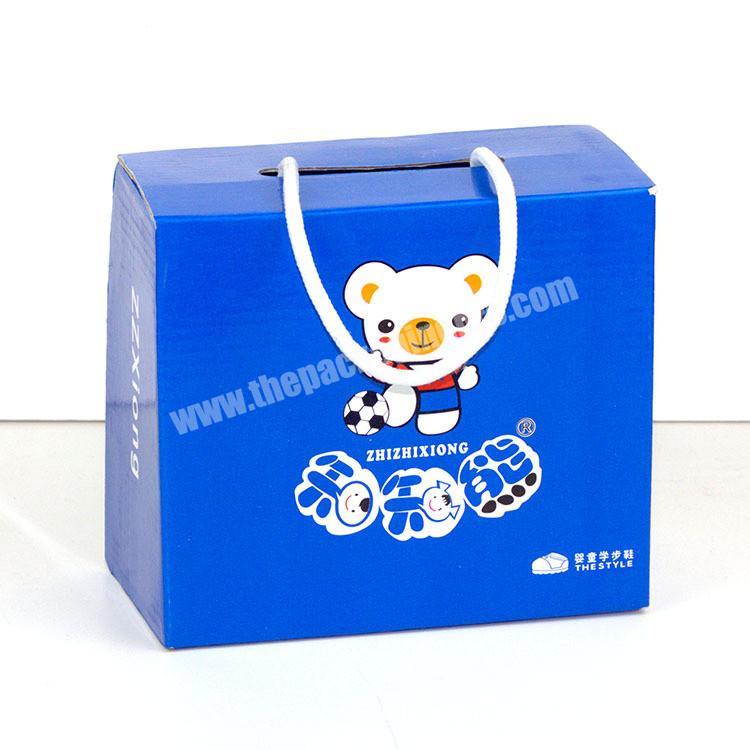 Wholesale Offset Printing Logo Portable Corrugated Cardboard Mailer Shipping Shoe Packaging Carton Box with Handle