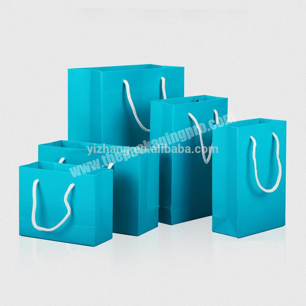 Wholesale Paper Packaging 13x19x6cm Bright Blue Paper Shopping Bag for Baby Clothes