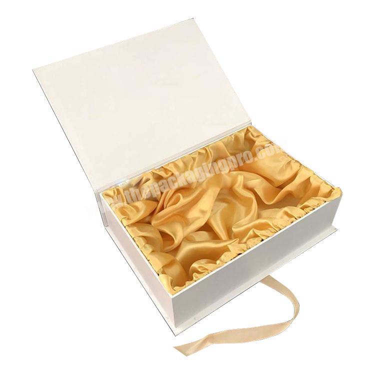 Wholesale Paper Rigid Cardboard Magnetic Lid Ribbon Closure Wigs Packaging Flat Packed Custom Hair Box