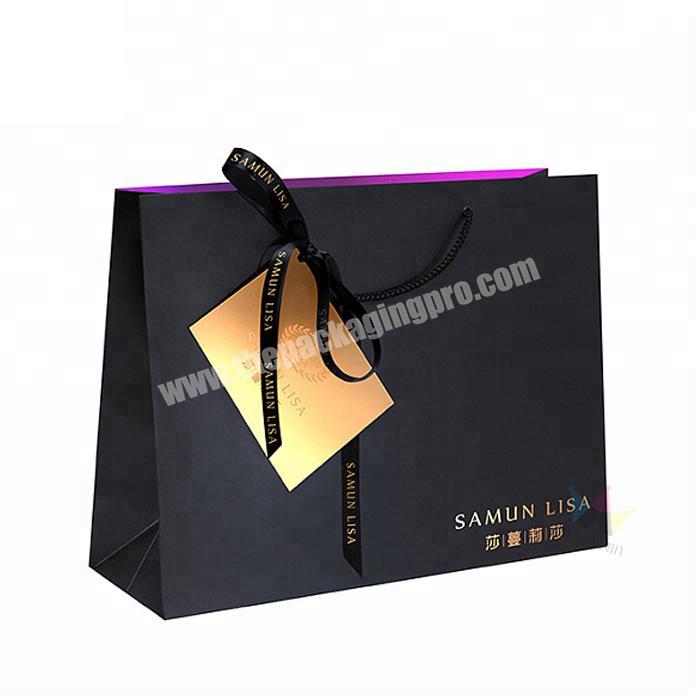 Wholesale Personalized Custom Die Cut White Color Matt lamination Shopping Packaging Bags With Gold Handle