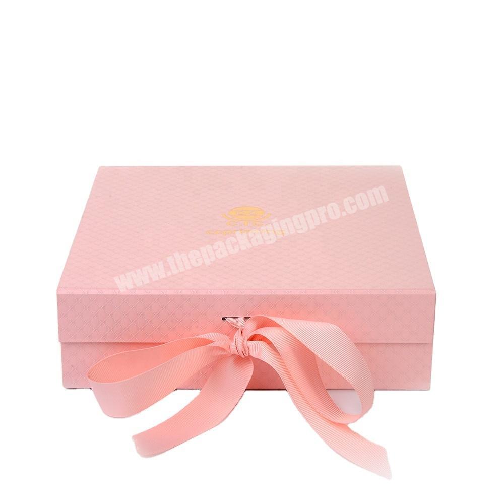 Wholesale Pink Custom Print Luxury Flat Foldable Cardboard Paper Garment Clothing Apparel Gift Folding Magnetic Packaging Box