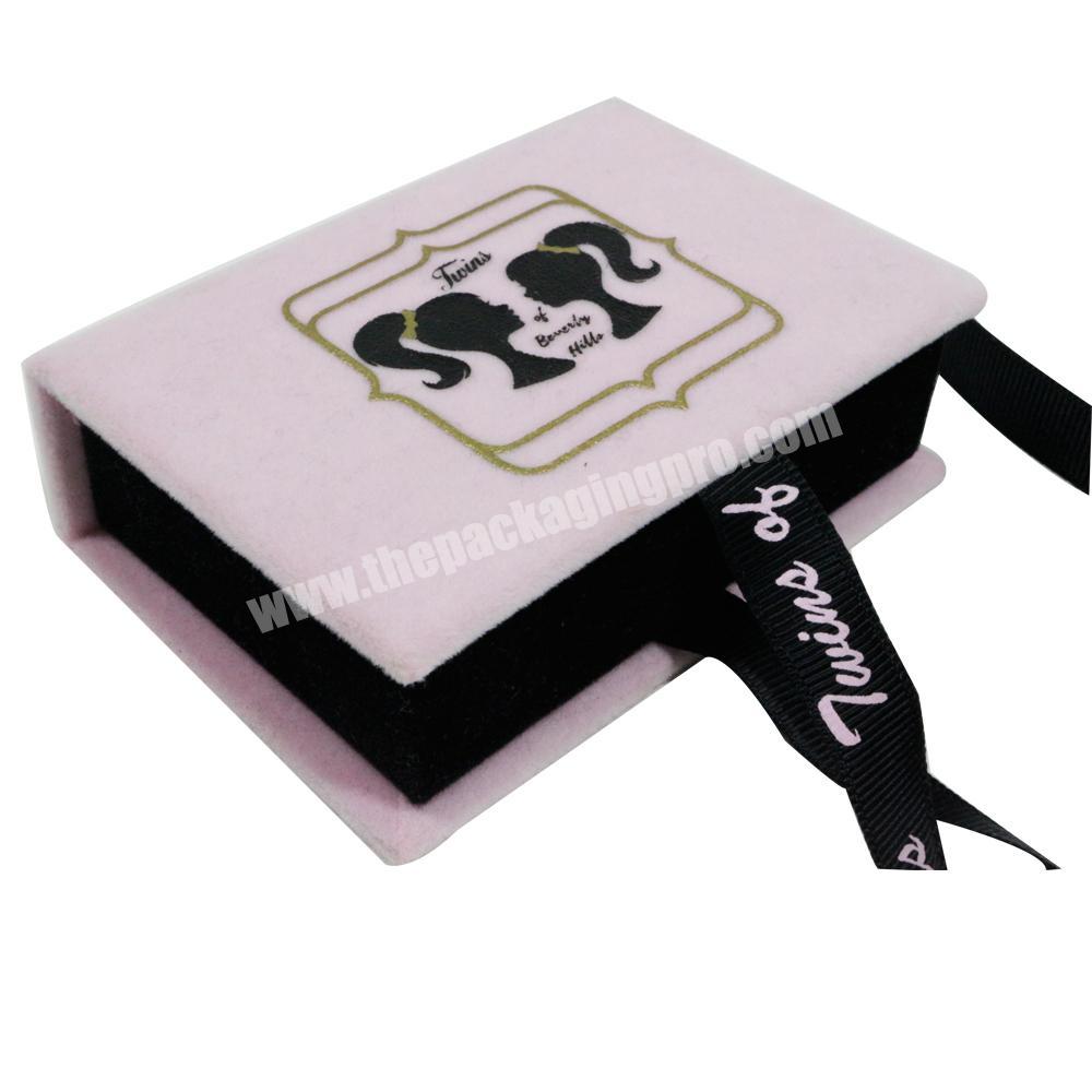 Wholesale Pink Handmade Hard Paper Packaging Magnetic Closure Customized Size Rigid Box with Black Ribbon