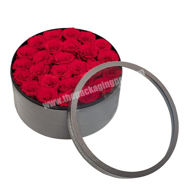 wholesale preserved roses cardboard box with clear big see through window