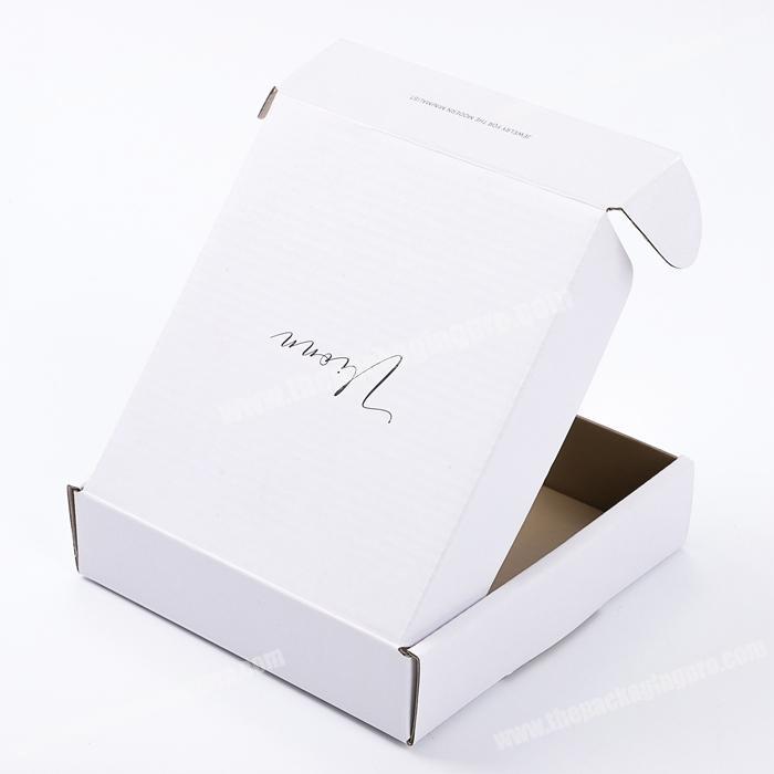 Wholesale Recycled Baby Bibs White Cardboard Packaging Flat Pack Corrugated Shipping Box with Logo Printed