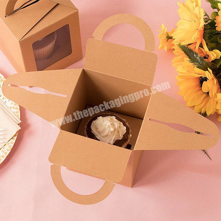 Wholesale Recycled Small Kraft Paper Individual Cupcake Packaging Box With Insert