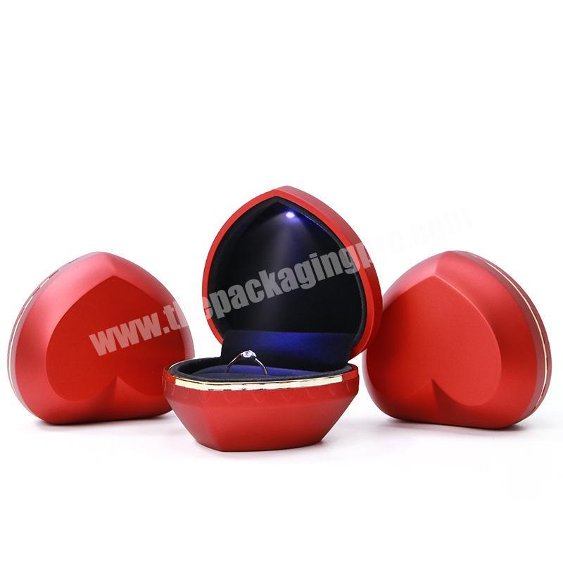 Wholesale red heart shape led light jewelry gift box custom high quality girls ring earring pendant jewelry packaging box