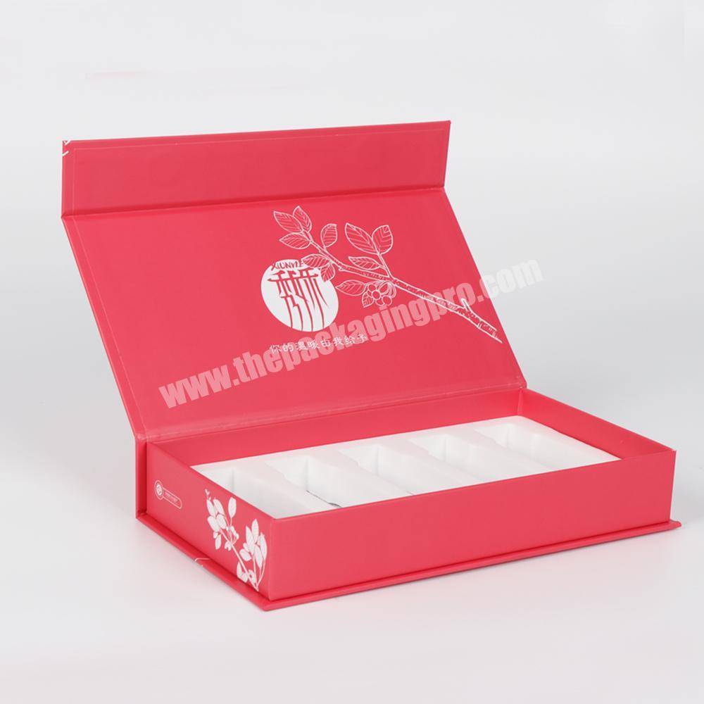 Wholesale retail red color logo Printed high quality magnetic paperboard cosmetic box