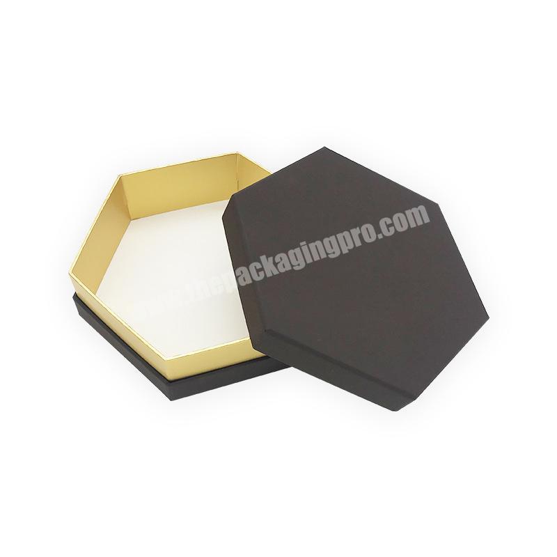 Wholesale Rigid Custom Black Hexagonal Jewelry Gift Packing Paper Box with Lid