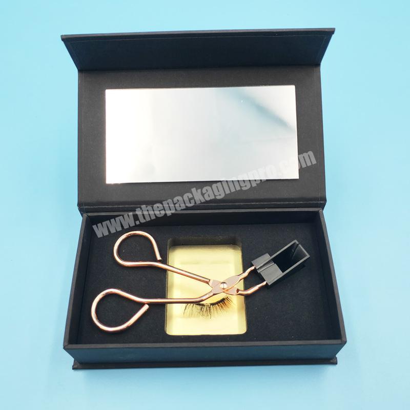 Wholesale Rigid Custom Logo Hot Sale  Black Paper Eyelash Curler Packing Box with Magnetic Lid and Foam