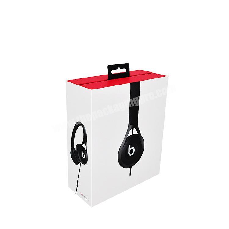 Wholesale Rigid Fashion Design Custom Logo Printed Drawer Earphone Packing Box with Pothook and Foam