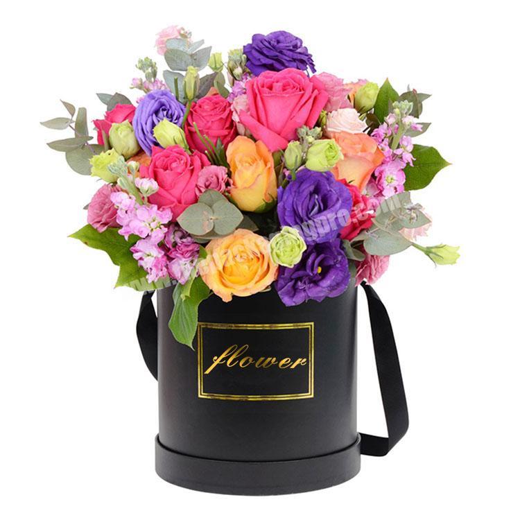 Wholesale round hat flower box black luxury round hat box for flowers