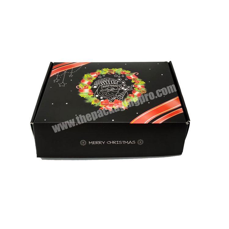 Wholesale Shipping Boxes Custom Logo Printed black coated one side paper Christmas Gift Packaging Boxes