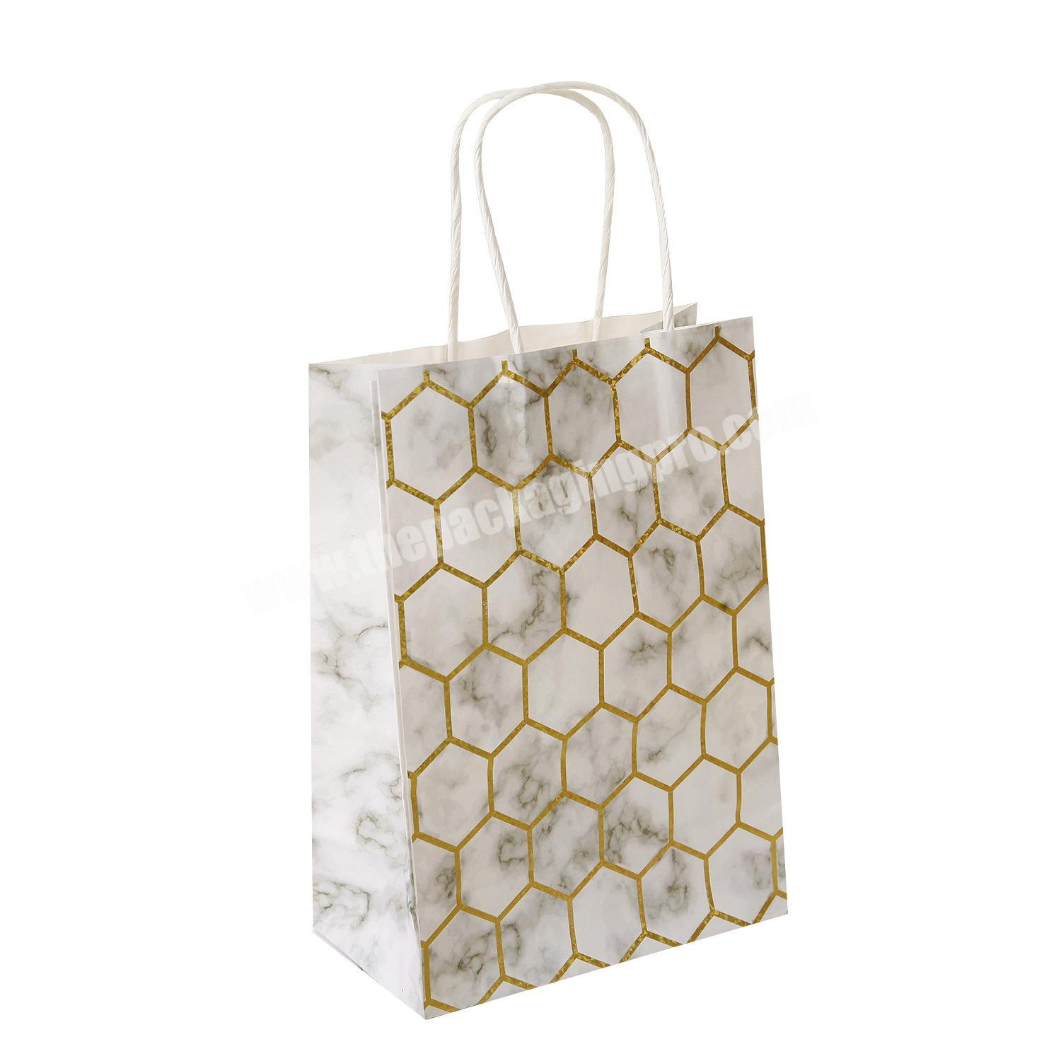 Wholesale Shopping Gold Jewelry Bags Marble Paper Gift Bag