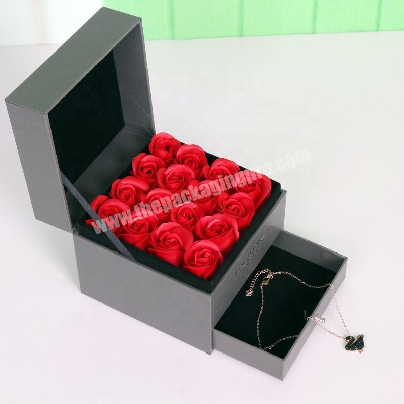 Wholesale Silver Foil Logo Luxury Unique 2 Layer Black Drawer Bracelet Jewelry Packaging Boxes with Velvet Pad