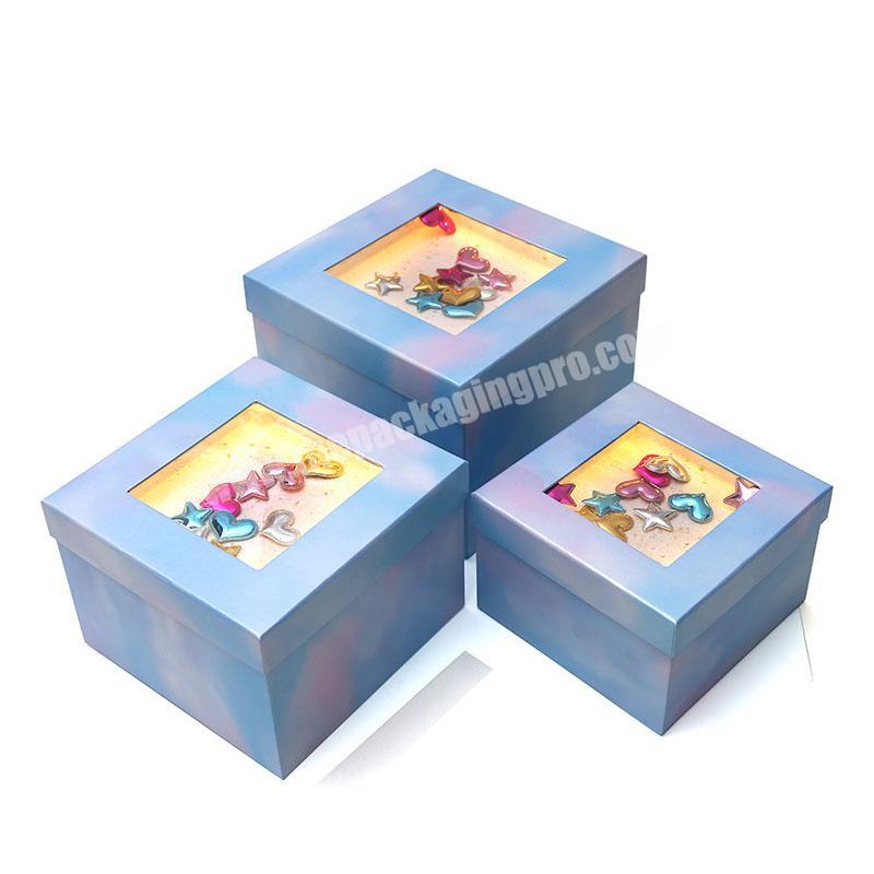 Wholesale Small Cute Square Guft Paper Box Custom for Chocolate Gift birthday gift packaging cosmic