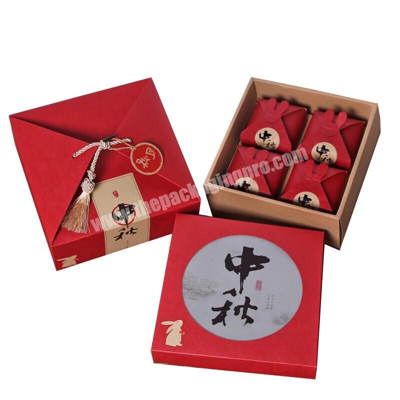 Wholesale Small Square Red Portable Mooncake Bakery Gift Boxes in Box