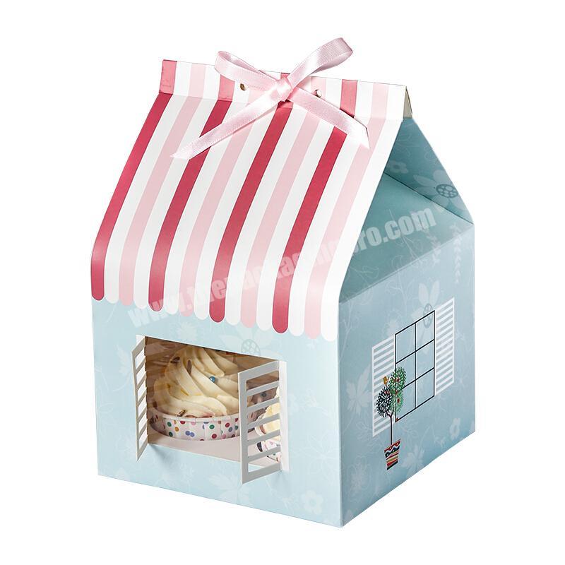Wholesale Special House Shape Kraft Gift Packaging Box for 468-holes pack Cupcake  Cake with Clear Window