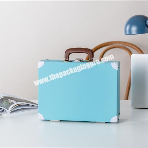 Wholesale square orange blue file magazine suitcase box paper suitcase with handle