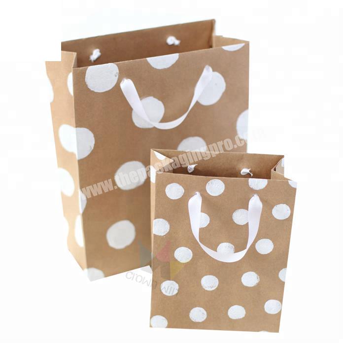 Wholesale Supplier Fashion Custom Handmade Kraft Paper Gift Shopping Bags With White Ribbon Handle