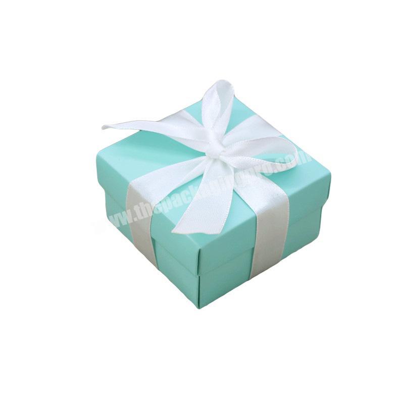 Wholesale T blue wedding candy box folding paper jewelry gift boxes