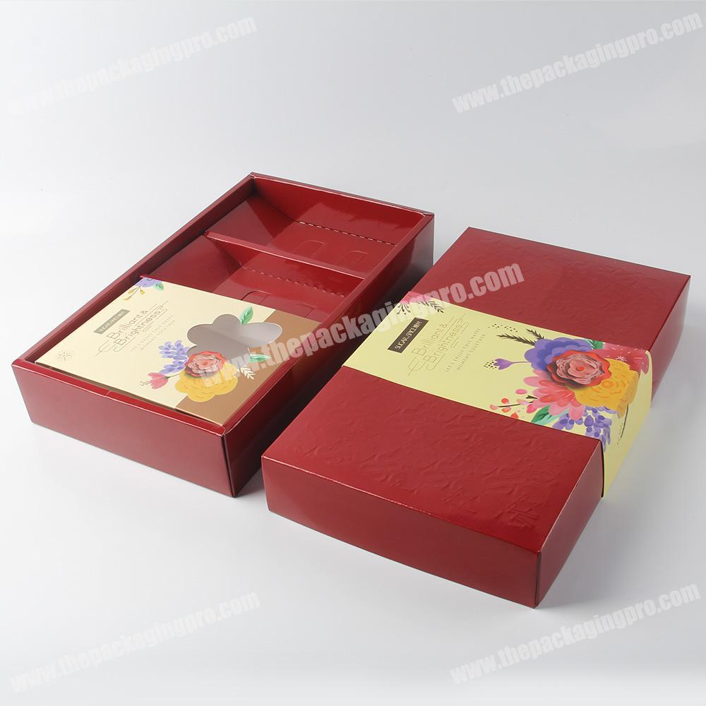 Wholesale top and bottom coated paper glossy lamination rigid colored large gift boxes with dividers