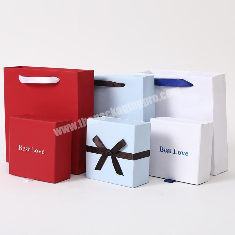 Wholesale Top Sale High Quality Customized Logo Personalized Square Drawer Jewelry Packing Gift with Ribbon