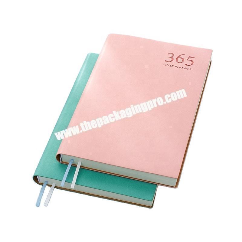 Wholesale Weekly 365 Days Notes Planner A5 Pu Leather Pink Student Notebook 2021 New Design Printing Hardcover Diary Notebook