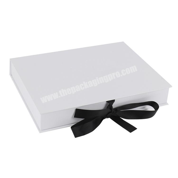 Wholesale White Cardboard Scarf Packaging Book Shape Gift Box with Ribbon