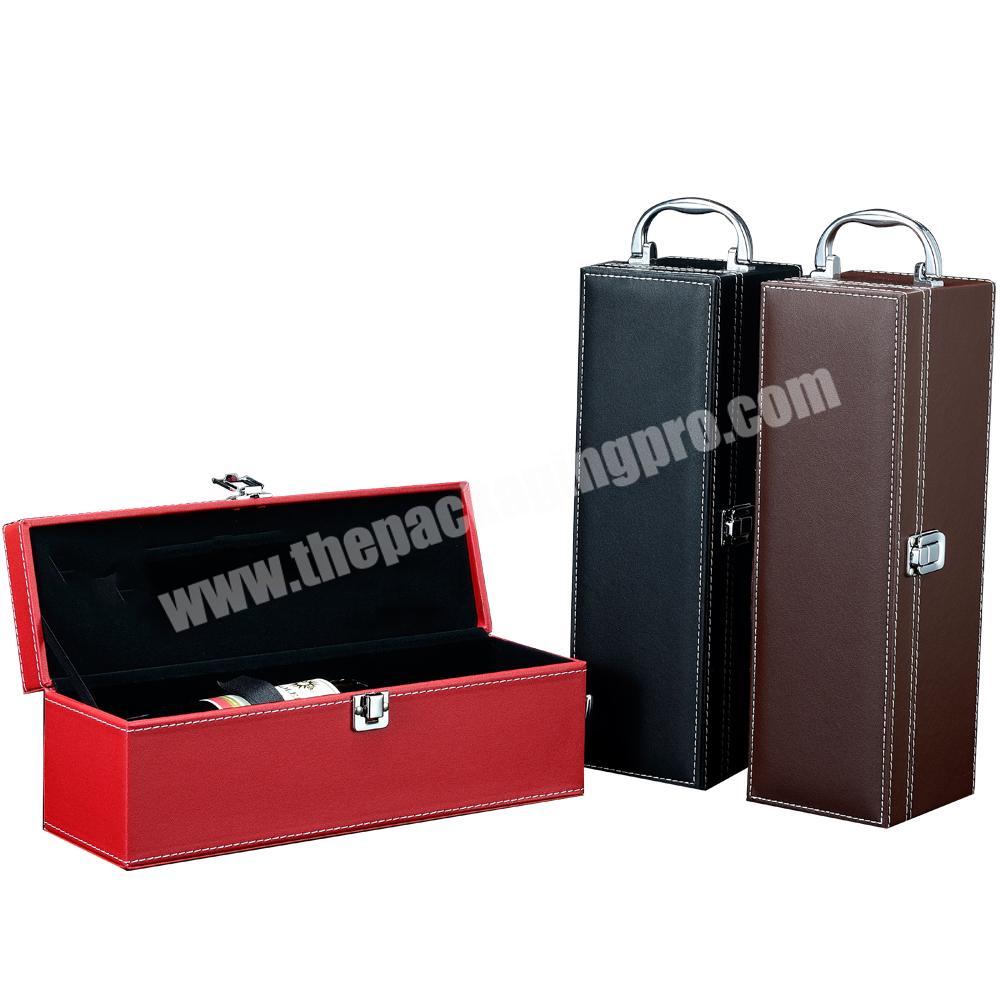 Wholesale wine presentation packaging box custom printing luxury leather one bottle red wine storage gift box with accessories