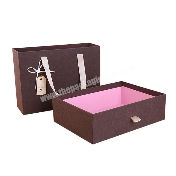 Wholesale Women Clothing Packaging Paper Drawer Gift Box with Handle