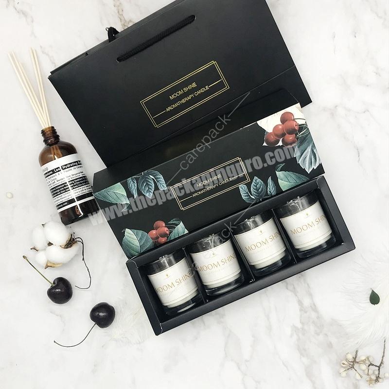 Wholesales rts packaging Custom Printing Black Cardboard Gift Box Set for Candle