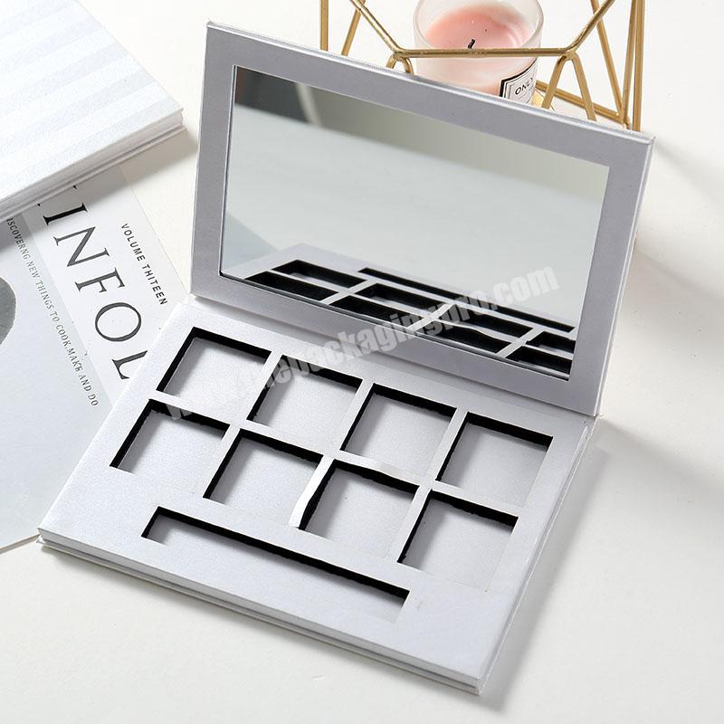 whose sales Customs Empty Makeup eight color white Cardboard PU leather Eyeshadow Palette with mirror for girl