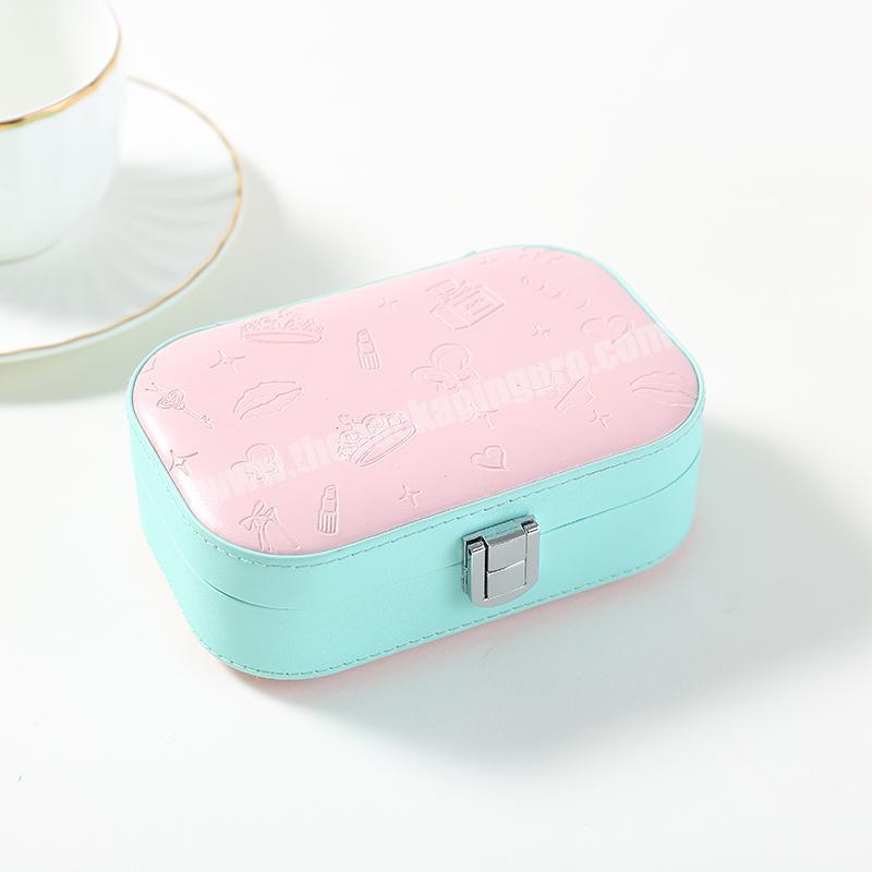 whose sales luxury elegant Earring PU Leather Por table Case Jewellery Packaging Gift Boxes Travel Jewelry Box for girl