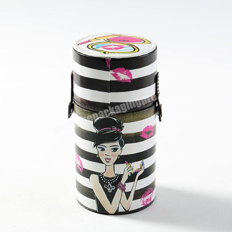 Whose sales luxury round black and white Pu Leather  Display cosmetic Packing Gift perfume  box lipstick Box   for girl