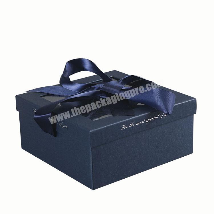 Window Box Packaging Birthday Surprise Flap Lid Box With Ribbon