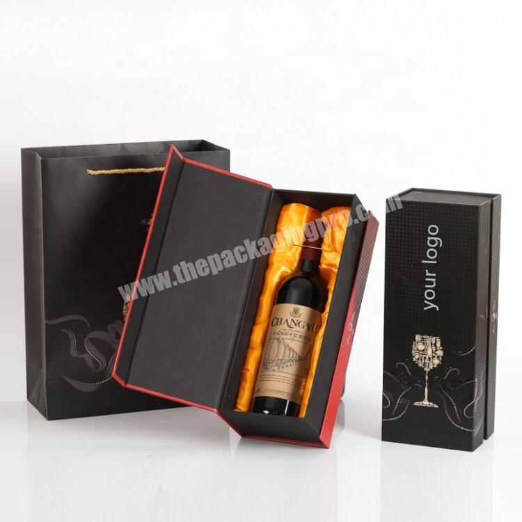 wine glass magnetic gift box packaging with ribbon