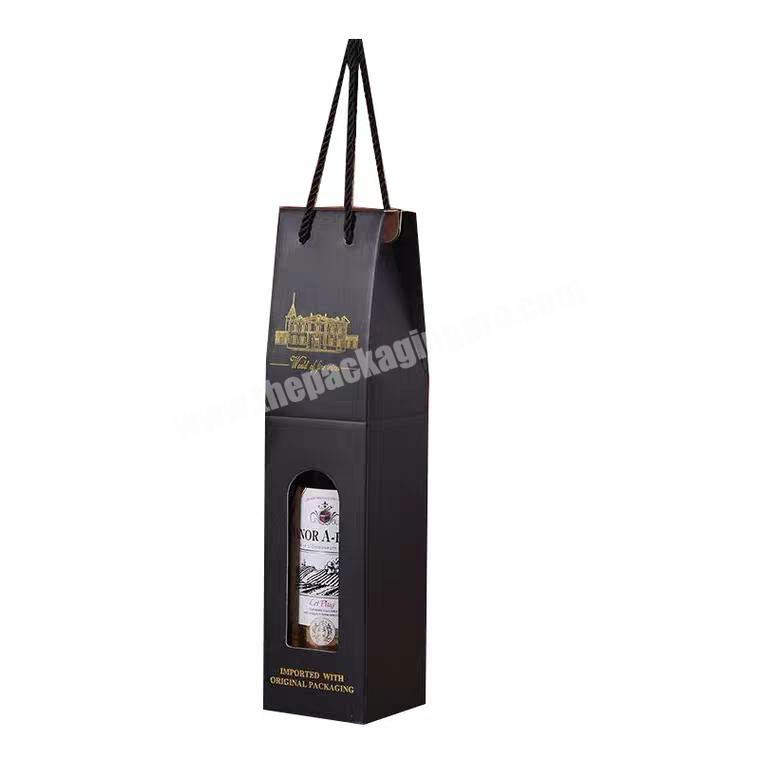 Wine paper packaging box with window and handle