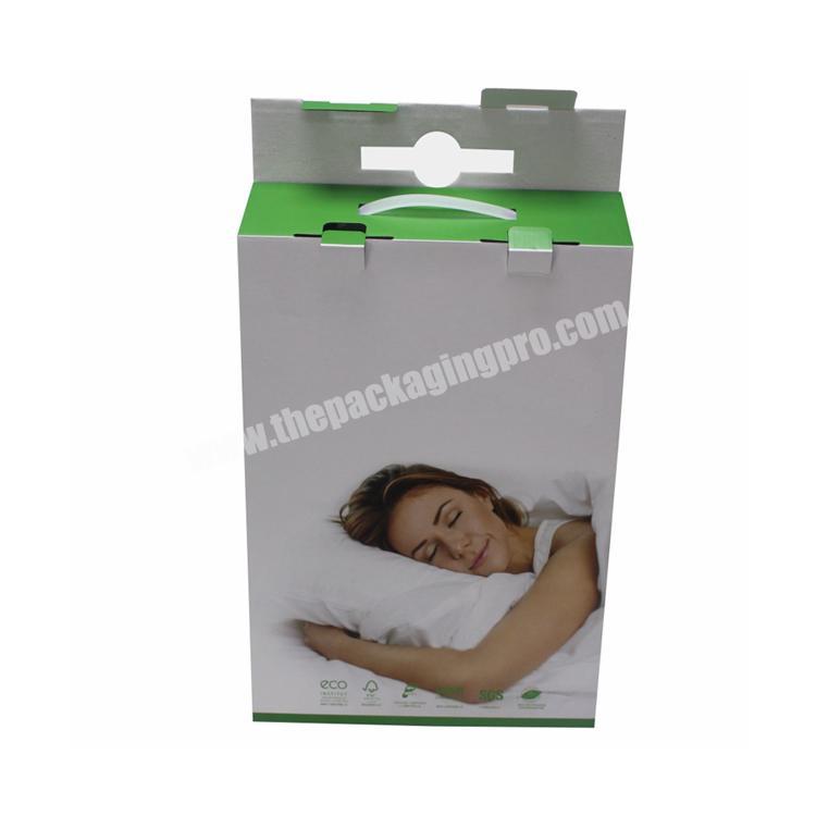 With Plastic Handle Customized Corrugated paper disposable carton box pillow packaging boxes with logo