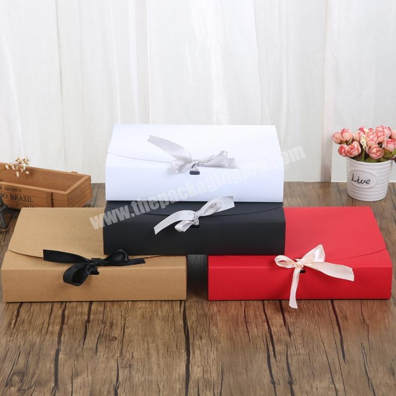 Women rectangle silk scarf packaging box with ribbon