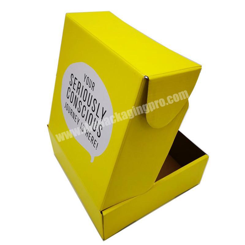 Yellow Corrugated Cardboard Golden Paper Box Shipping With Glossy Plastic Film Lamination