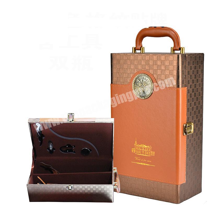 yellow pu leather wholesale luxury gift packaging wine  box premium box bottle for wine