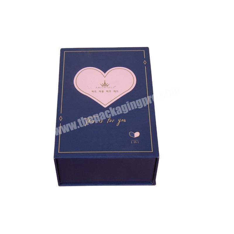 Yiwu customized luxury gift box rigid cardboard full color printing carton with gold foil LOGO with lined cosmetic box