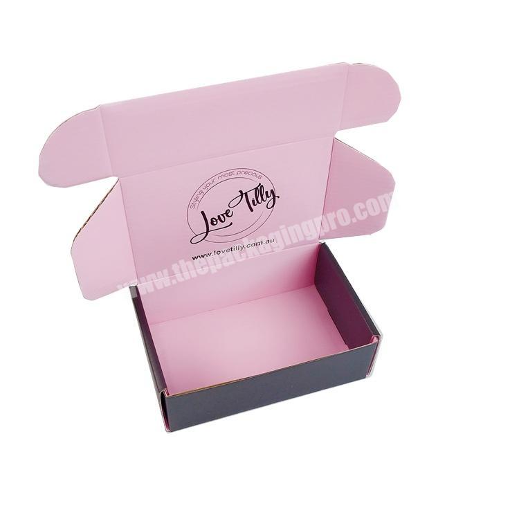 Yiwu factory customized black pink full color gift box with logo mailbox box corrugated paper