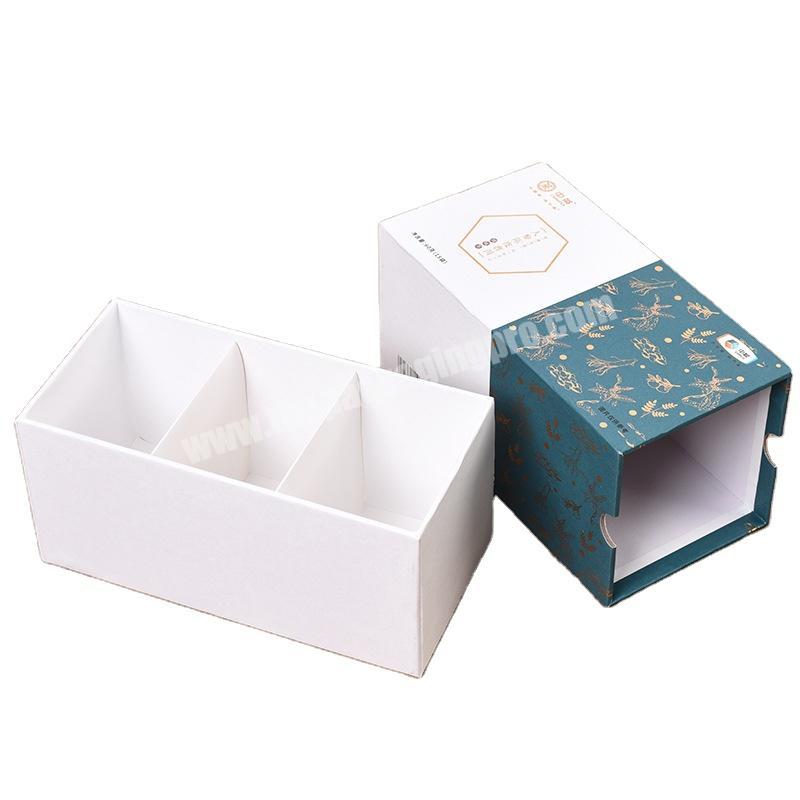 Yiwu Factory Customized full color printing rigid cardboard drawer box coffee packaging hot stamping gold foil logo
