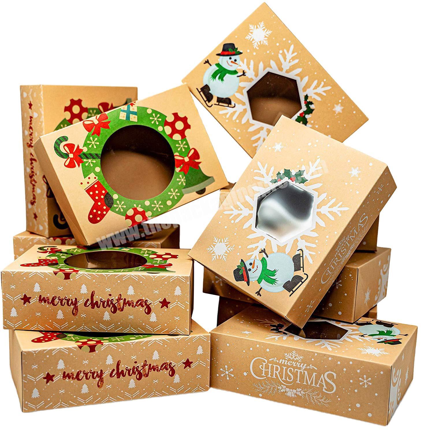 Yiwu factory customized holiday box Christmas baby gift box full color printing put sock gift folding box tape HD window PVC