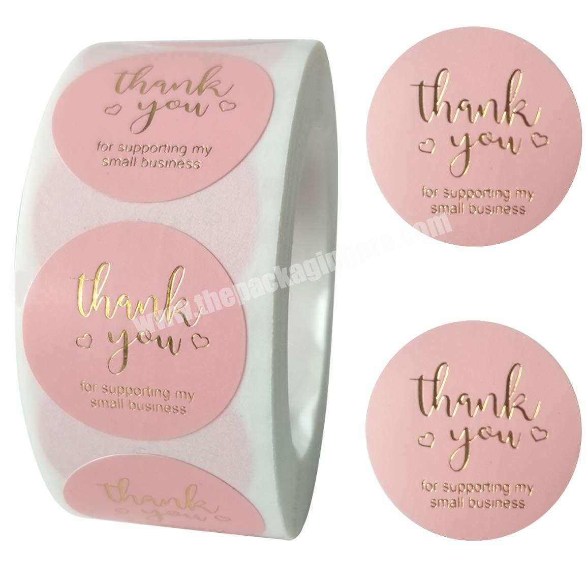 1.5 2inch  Roll 500 Round Gold  Low Moq Custom Thank You Packaging Stickers For Supporting Purchasing My Small Business