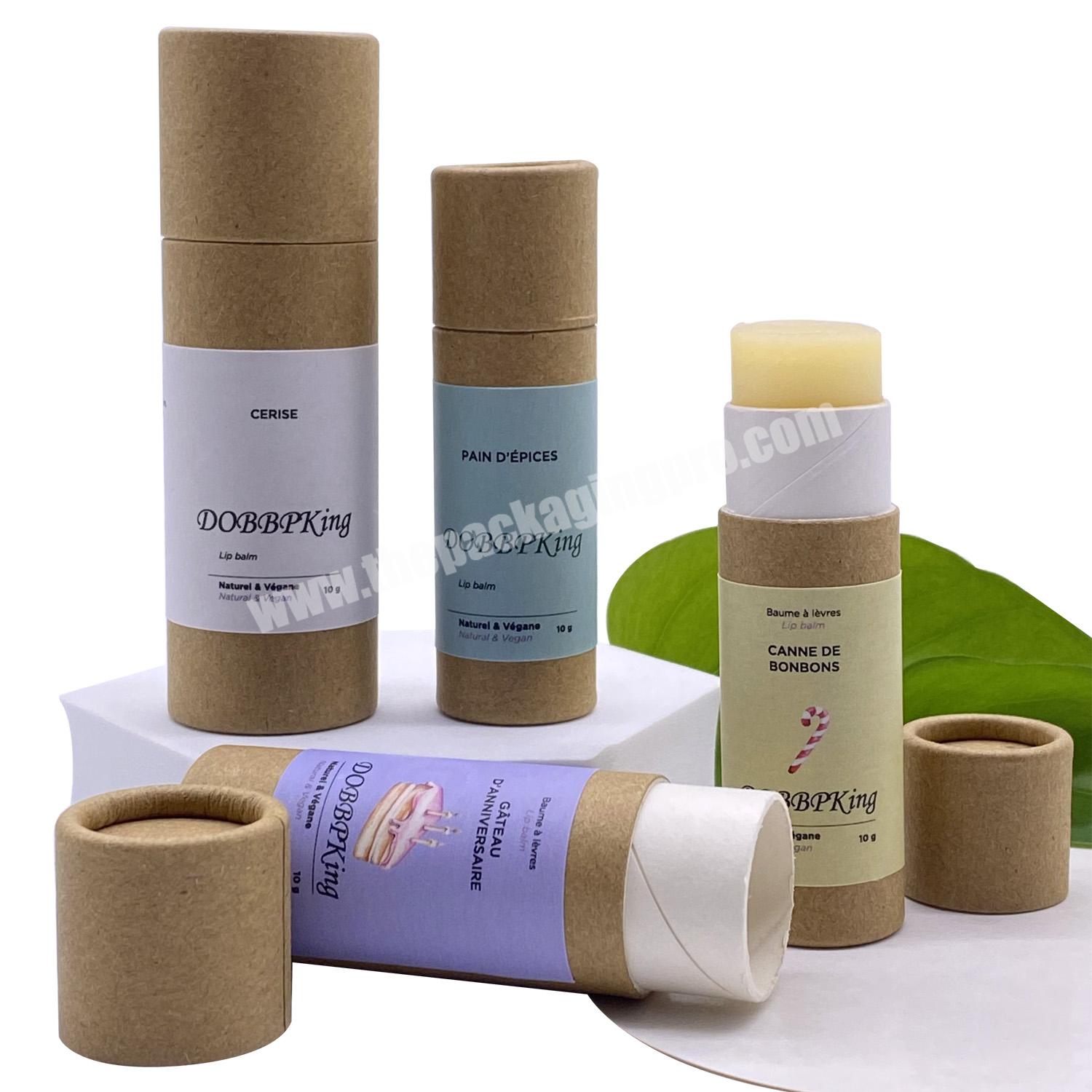 100% Biodegradable Kraft Cardboard Lip Balm Push Up Paper Tube For Deodorant Packaging