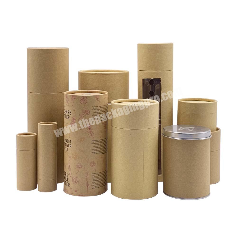 100% Biodegradable Printed Kraft Round Cardboard Box Paper Container Tube Packaging